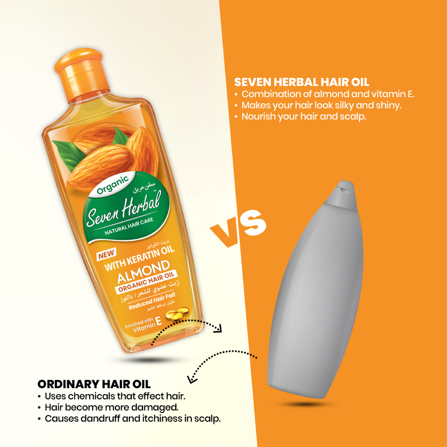 Seven Herbal almond Hair oil with keratin Oil (Organic Hair oil)