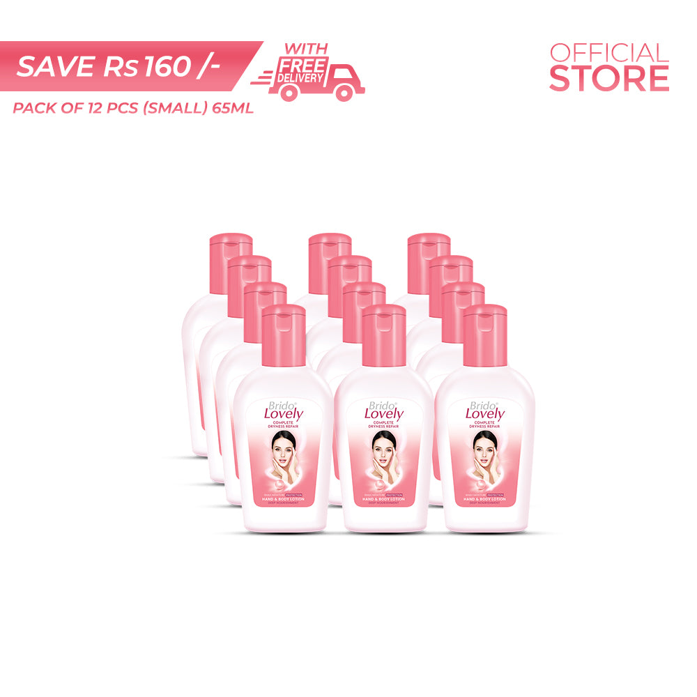 Brido Lovely Complete Dryness Repair Lotion (65ml) | Pack of 12 Pieces | Save Rs.160/- | Free Delivery