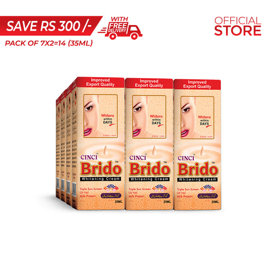 Brido Whitening Cream with Milk Protein (35ml) Pack of 7 x2=14 Pieces | Save Rs.300/- | Free Delivery - Seven Herbal