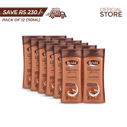 Brido Cocoa Butter Hand and Body Lotion 110ml Pack of 12 Pieces | Save Rs.230/- | Free Delivery