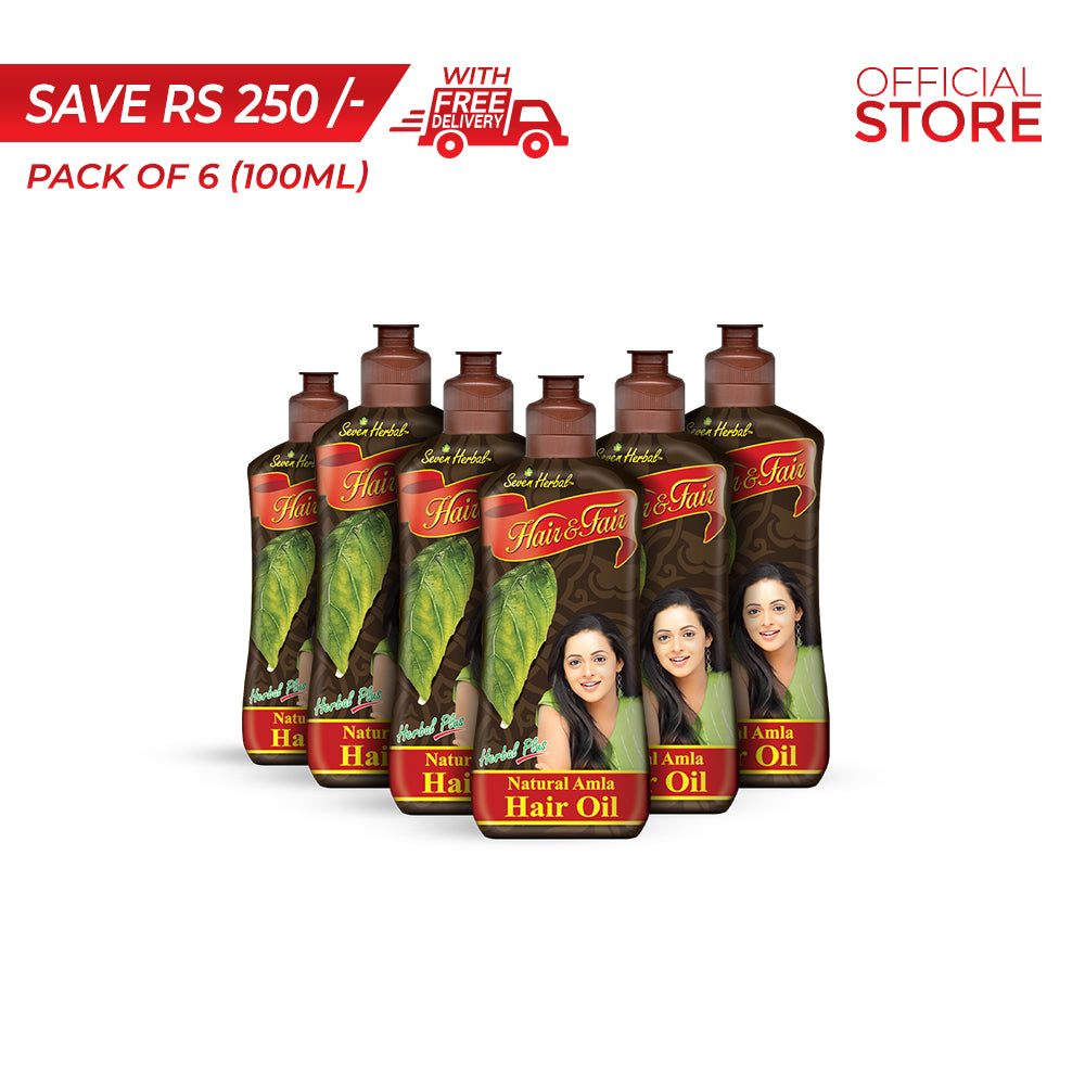 Hair and Fair Natural Amla Hair Oil 100ml Pack of 6 Pieces | Save Rs. 250/- | Free Delivery - Seven Herbal