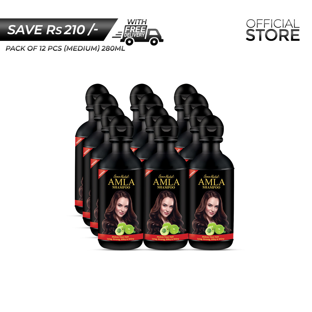 Seven Herbal Amla Shampoo 280ml Pack of 12 Pieces | Save Rs.210/- | Free Delivery - Seven Herbal