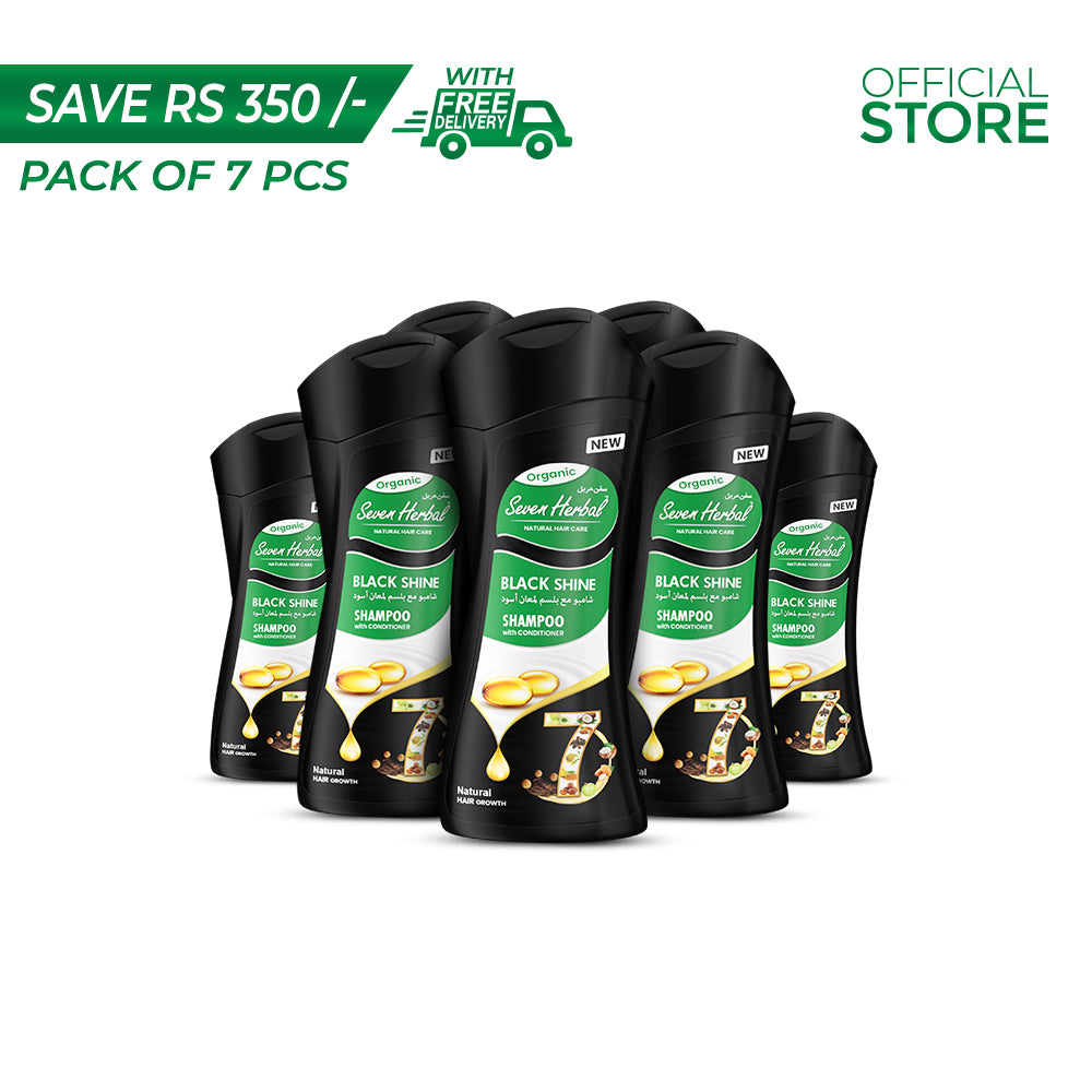 Seven Herbal Black Shine Shampoo with Conditioner 210ml Pack of 7 Pieces | Save Rs.350/- | Free Delivery - Seven Herbal