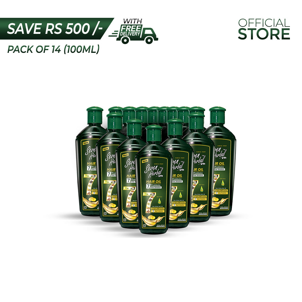 Seven Herbal Hair Oil 100ml Pack of 14 Pieces | Save Rs.500/- | Free Delivery - Seven Herbal
