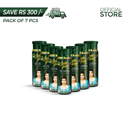 Seven Herbal Anti Dandruff Shampoo 220ml Pack of 7 Pieces | Save Rs.300/- | Free Delivery - Seven Herbal