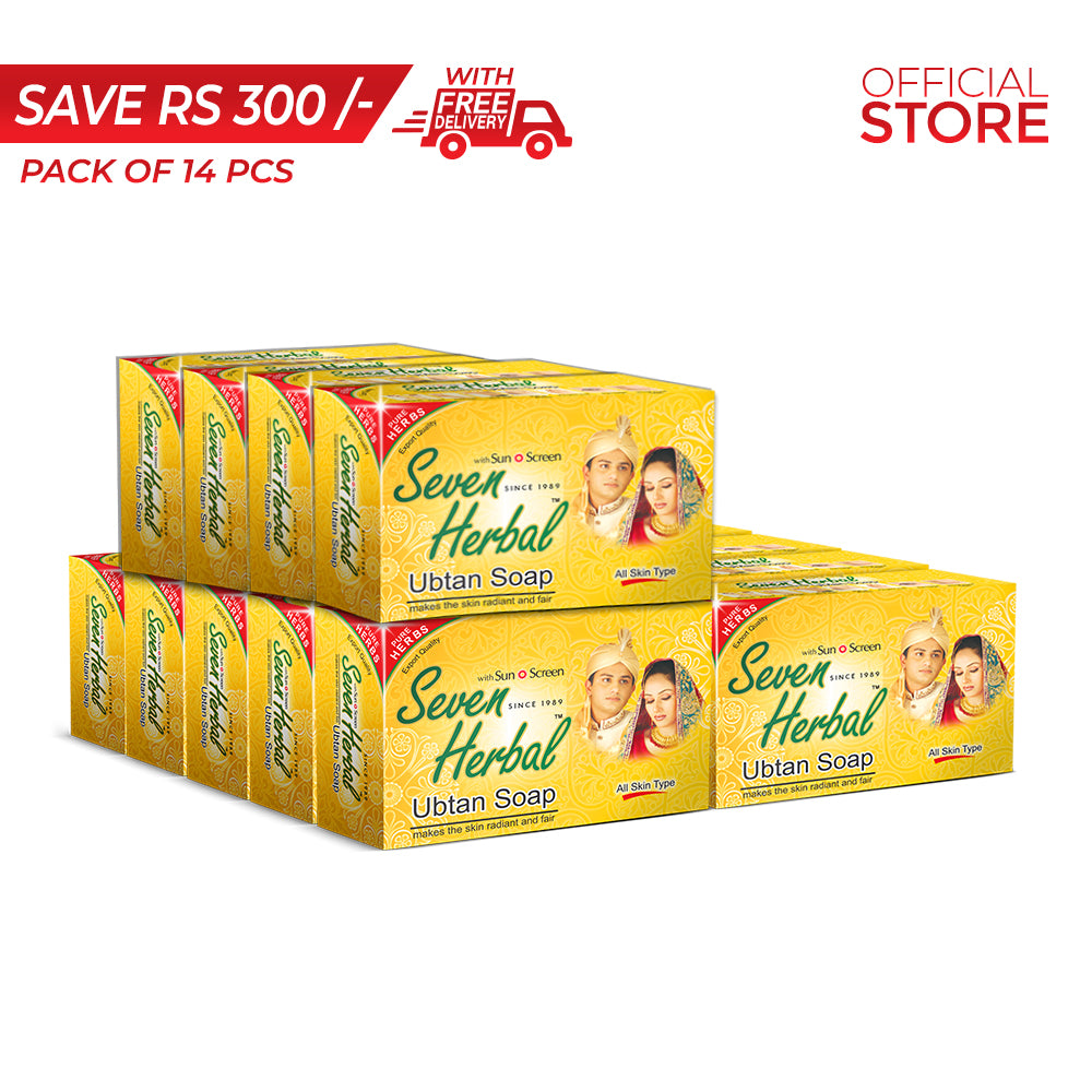 Seven Herbal Ubtan Soap 100g Pack of 14 Pieces | Save Rs.180/- | Free Delivery