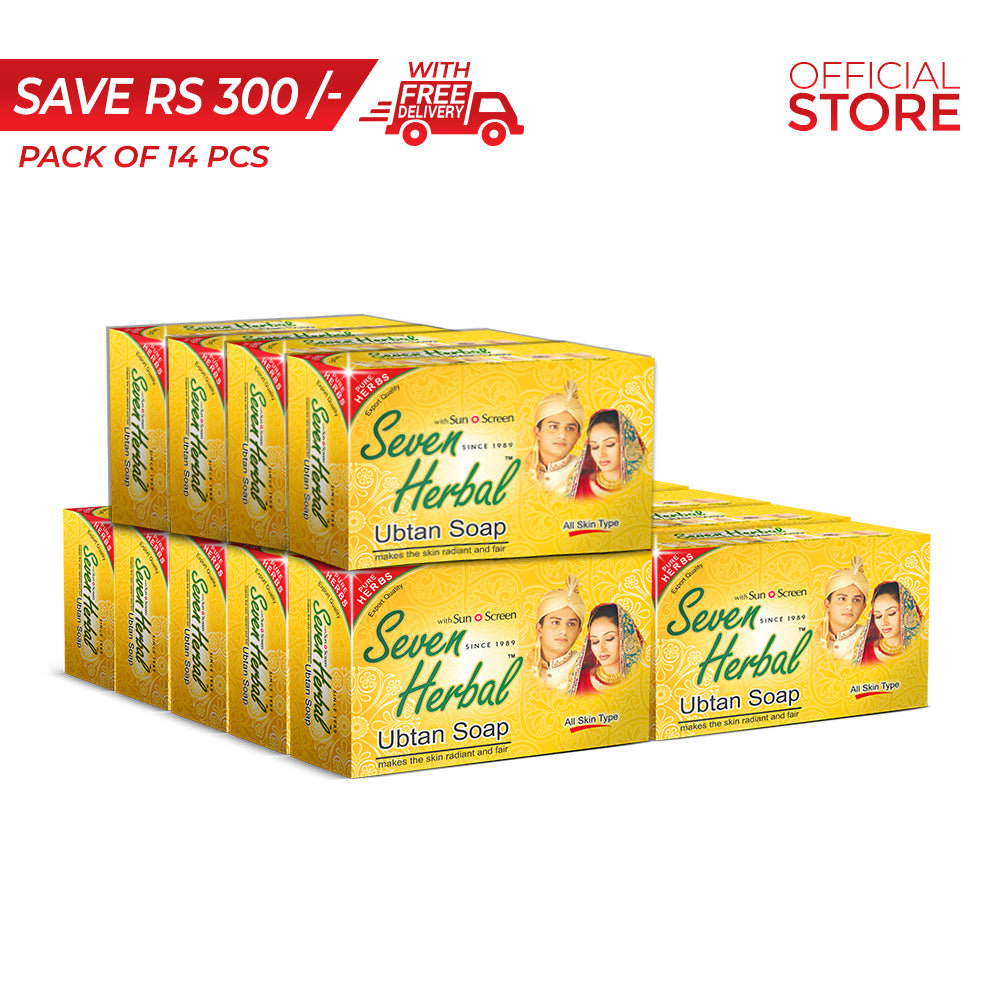Seven Herbal Ubtan Soap 100g Pack of 14 Pieces | Save Rs.300/- | Free Delivery - Seven Herbal
