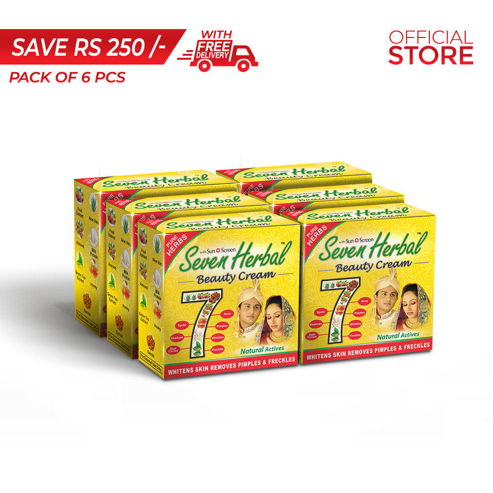 Seven Herbal Beauty Cream (17g) Pack of 6 Pieces | Save Rs.250/- | Free Delivery - Seven Herbal