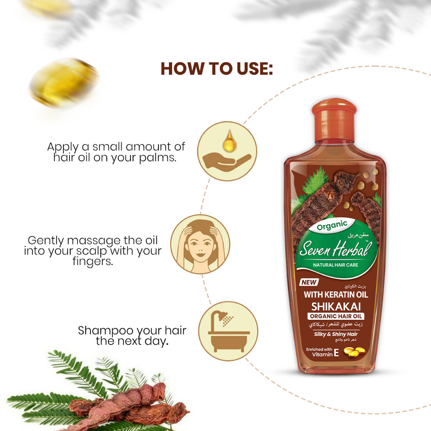 Shikakai Hair Oil with Keratin Oil (100ml) - Seven Herbal