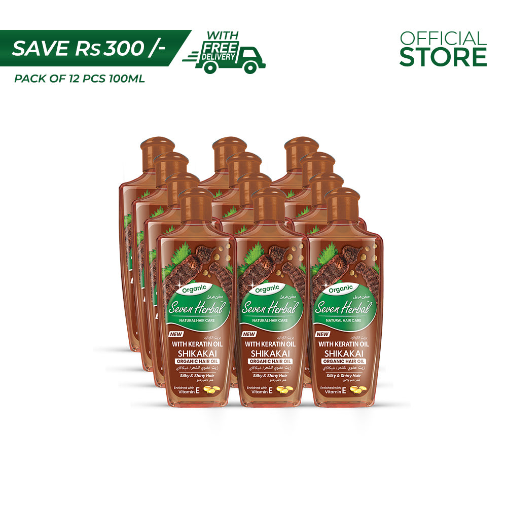 Shikakai Hair Oil with Keratin Oil (100ml) | Pack of 12 Pieces | Save Rs.300/- | Free Delivery - Seven Herbal