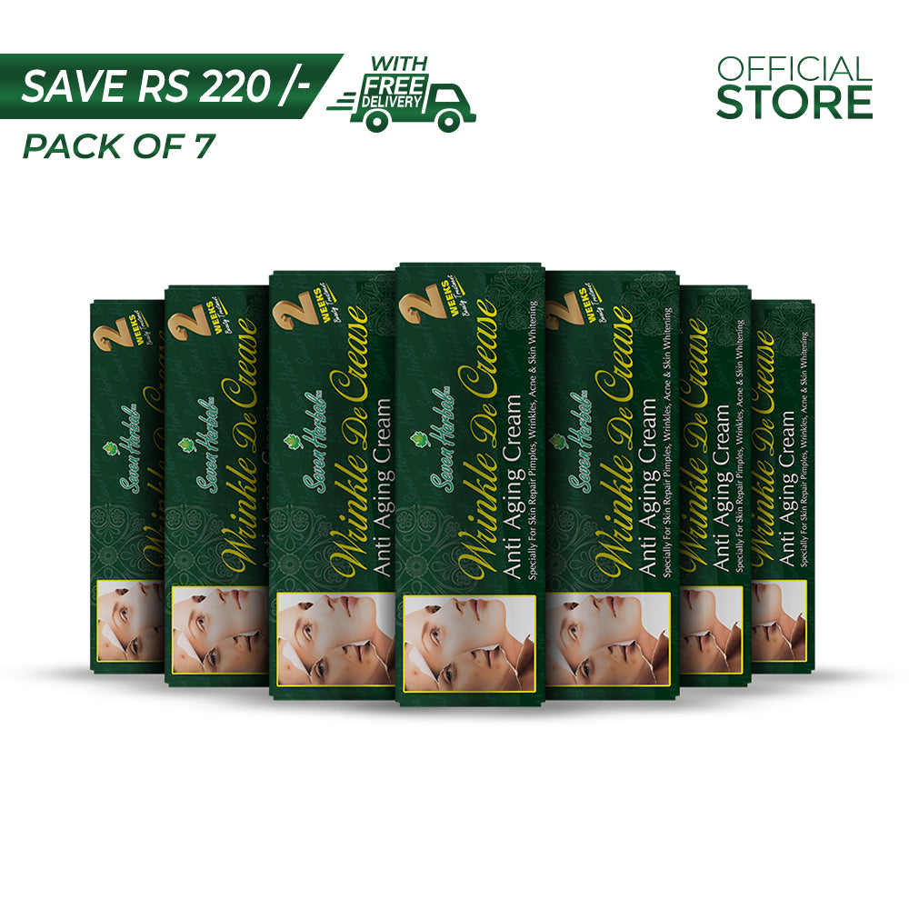 Seven Herbal Wrinkle Decrease Cream (55ml) Pack of 7 Pieces | Save Rs.220/- | Free Delivery - Seven Herbal