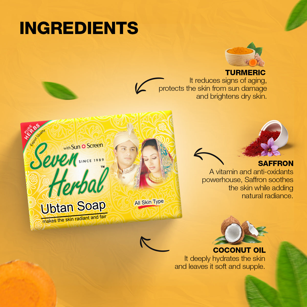 Seven Herbal Ubtan Soap with Sun Screen