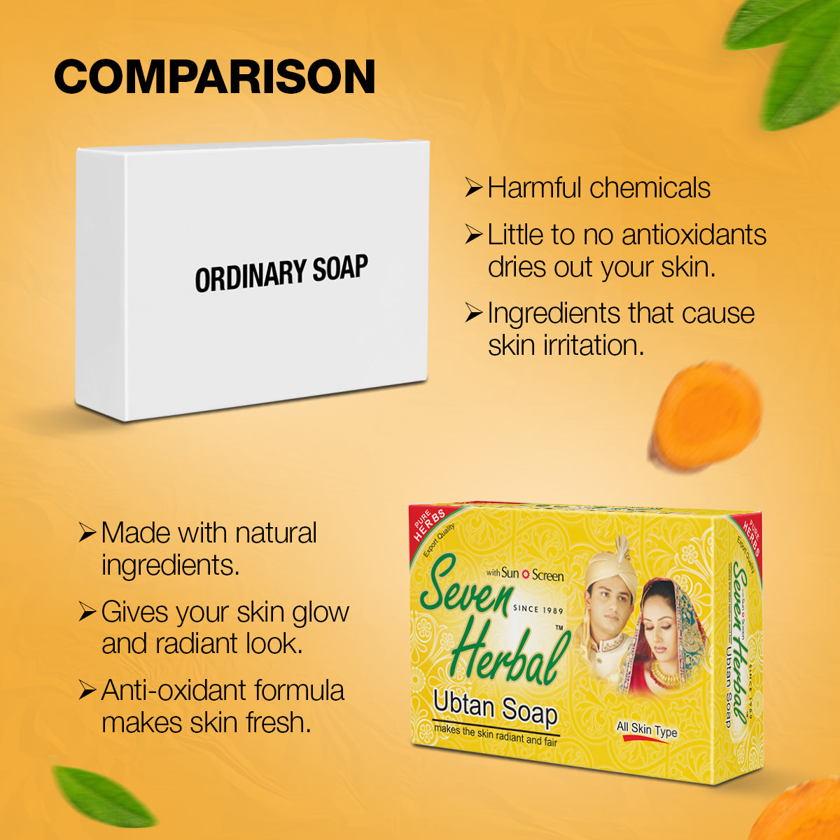 Seven Herbal Ubtan Soap with Sun Screen