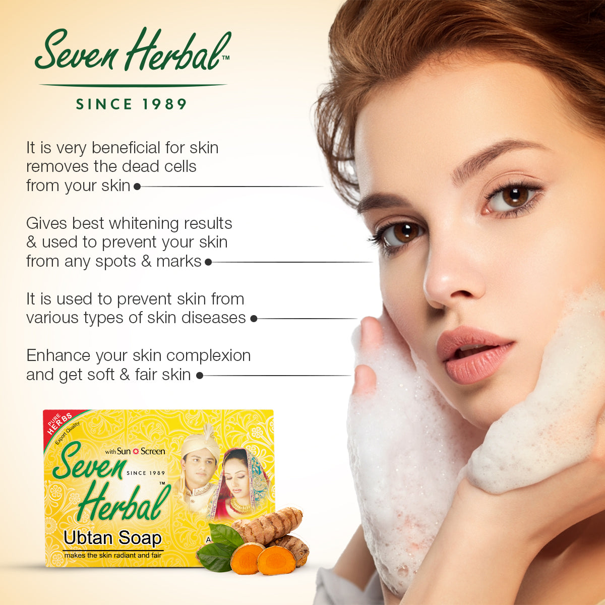Seven Herbal Ubtan Soap with Sun Screen