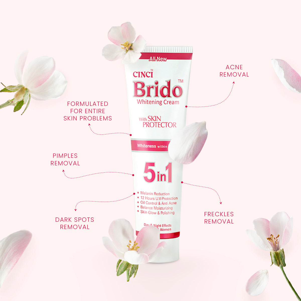 Brido 5 in 1 Skin Whitening Cream
