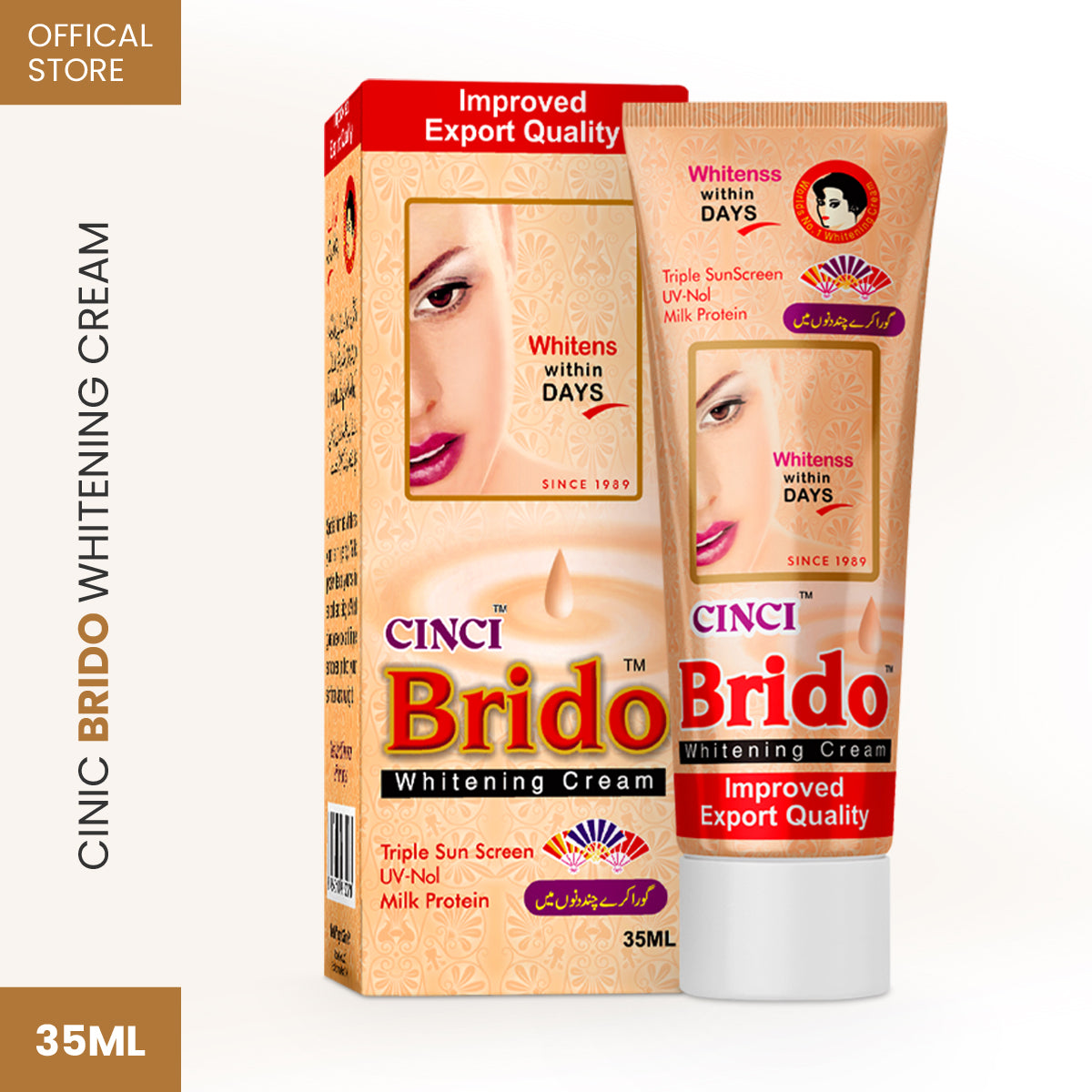 Brido Cinci Whitening Cream formula with Milk Protein