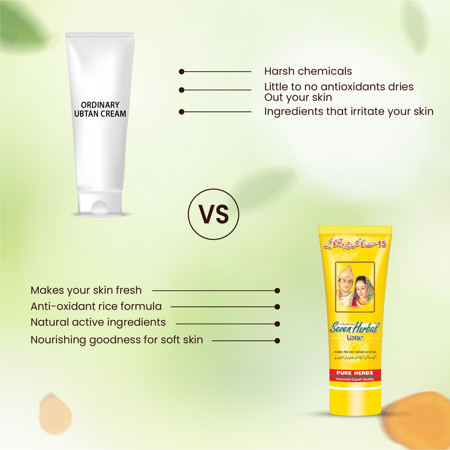 Natural ubtan cream by seven herbal for glowing skin