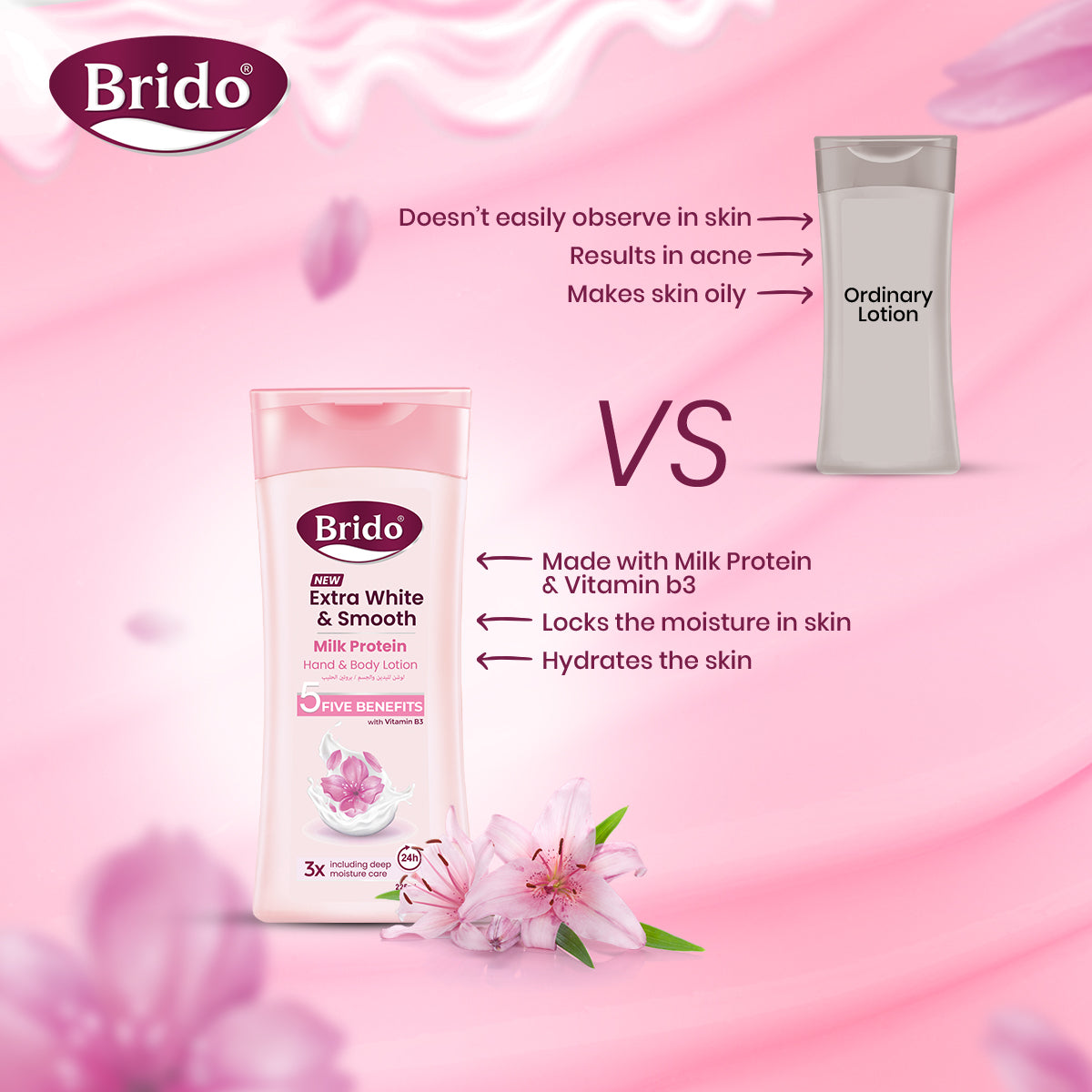 Brido Milk Protein Body Lotion (Extra White & Smooth)