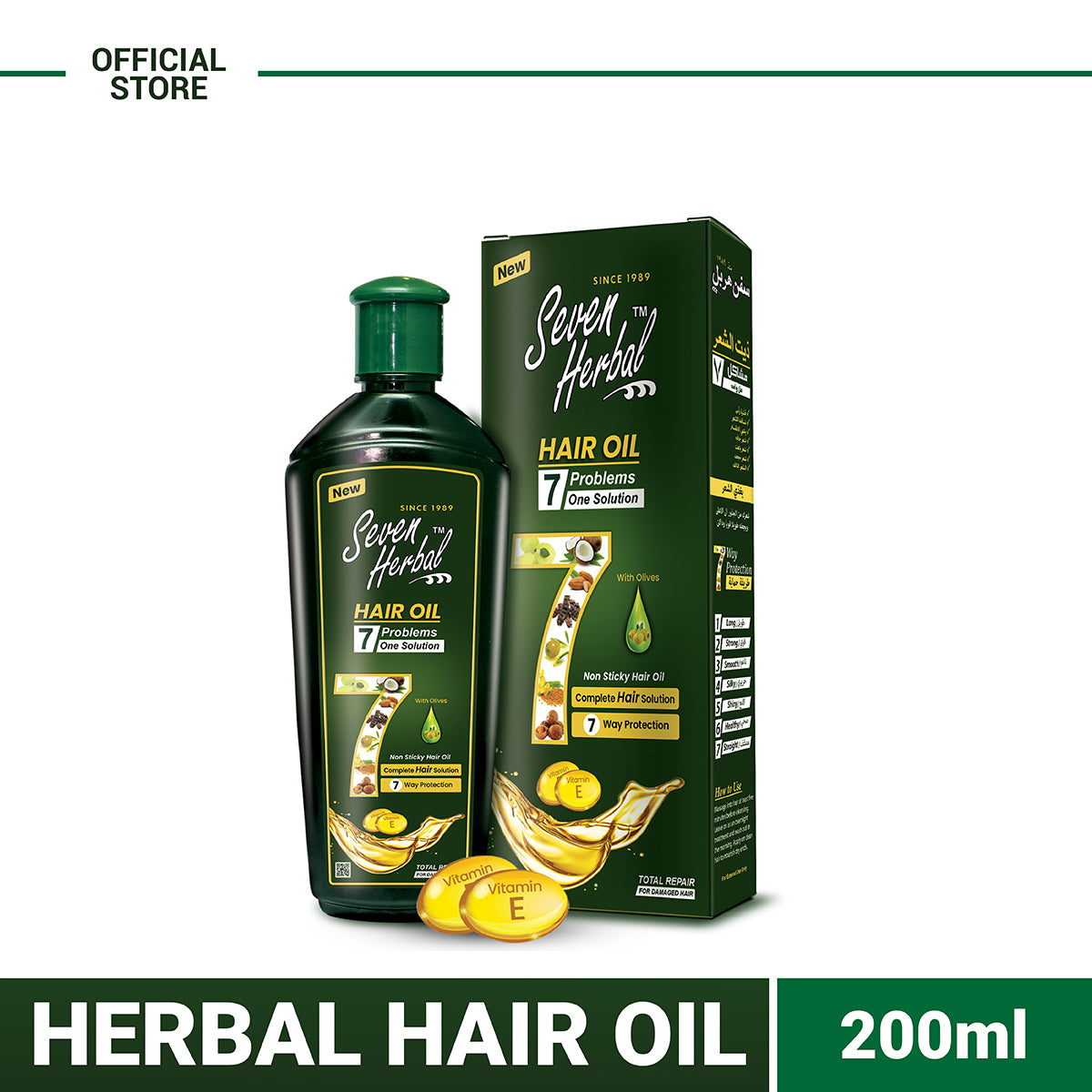 Seven HErbal Hair Oil Make thin hairs healthy and black. Prevents premature graying. Premature graying has now become a recurring problem in youngsters. Prevents dandruff. Dandruff usually takes place as a result of a dry scalp. Shine and strength Relaxes your mind. Induce hair growth.Seven Hebral Hair Oil 