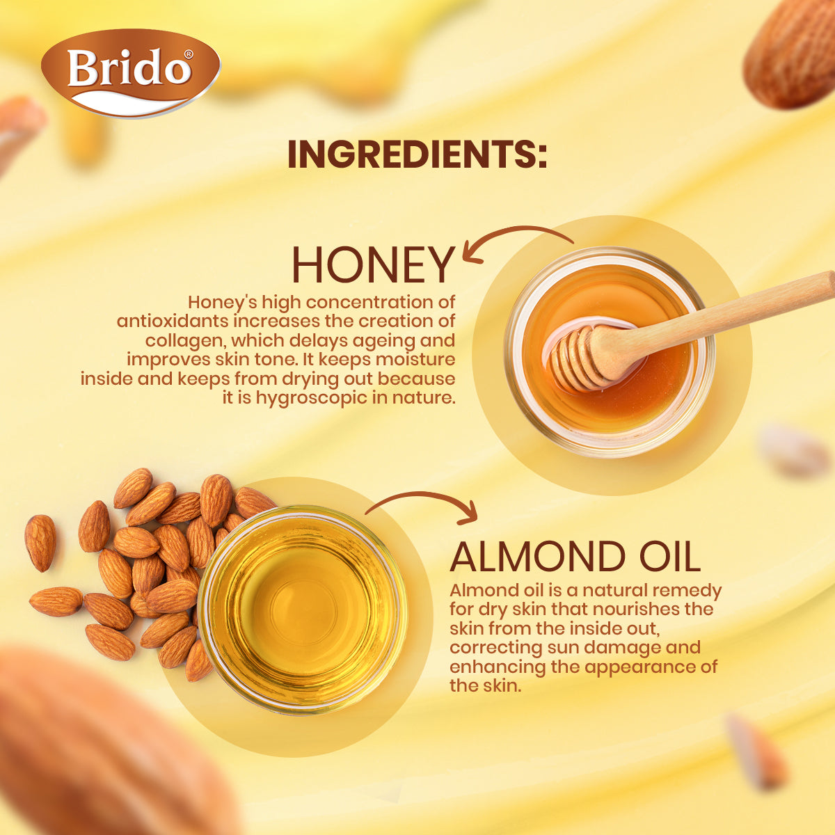 Brido Honey & Almond Body Lotion (Extra Soft & Silky Skin)