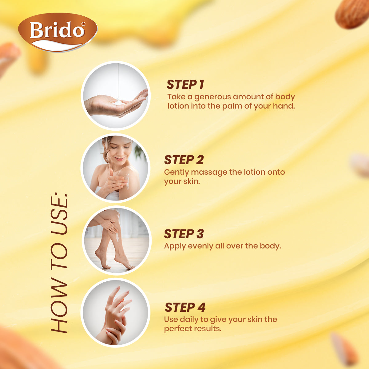 Brido Honey & Almond Body Lotion (Extra Soft & Silky Skin)