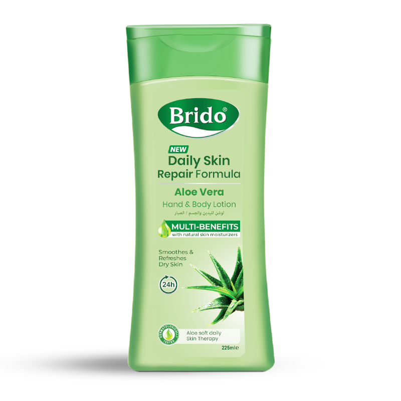  Aloe Vera Body Lotion (Skin Repair Formula) •	Skin is transformed from dry & stressed to nourished. •	Instantly moisturizes & calms dry skin to its actual, hydrated state. •	From dull to radiant skin. •	Cracked skin prevention & softens the skin. •	Made with natural ingredient Aloe Vera. •	Non-greasy formula. •	Prevents dry skin. •	Radiates the skin. •	Daily Skin Repair Formula