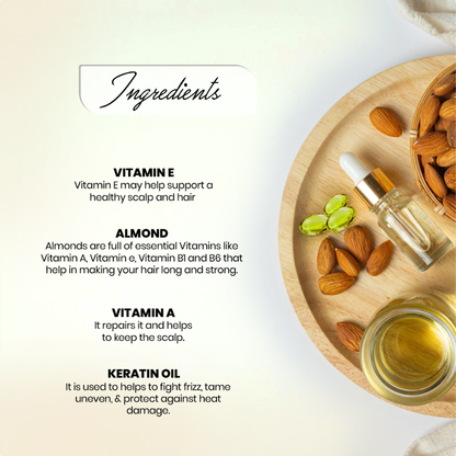 Almond Hair Oil with Keratin Oil 100ml - Seven Herbal