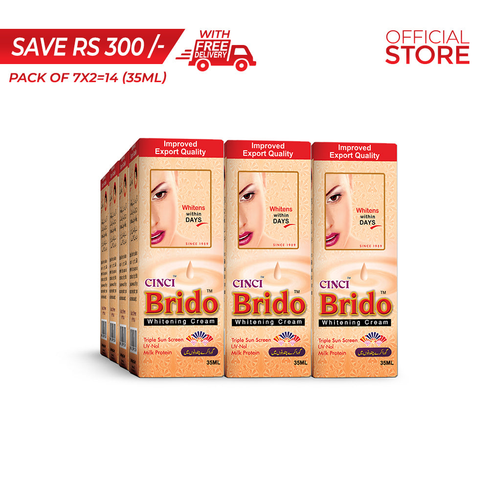 Brido Whitening Cream with Milk Protein (35ml)  Pack of 7 x2=14 Pieces | Save Rs.300/- | Free Delivery