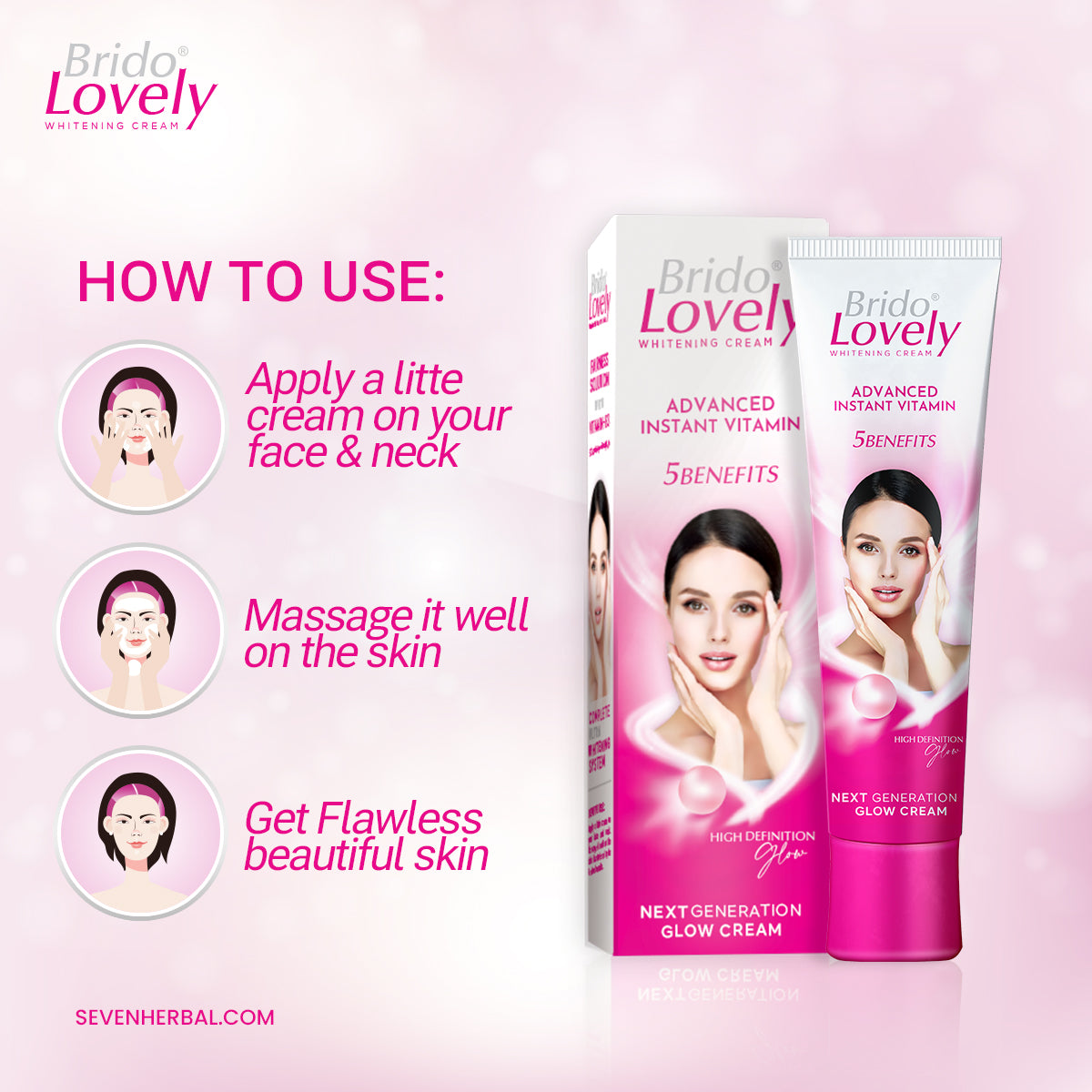 Brido Lovely Whitening Cream (25ml) - Seven Herbal