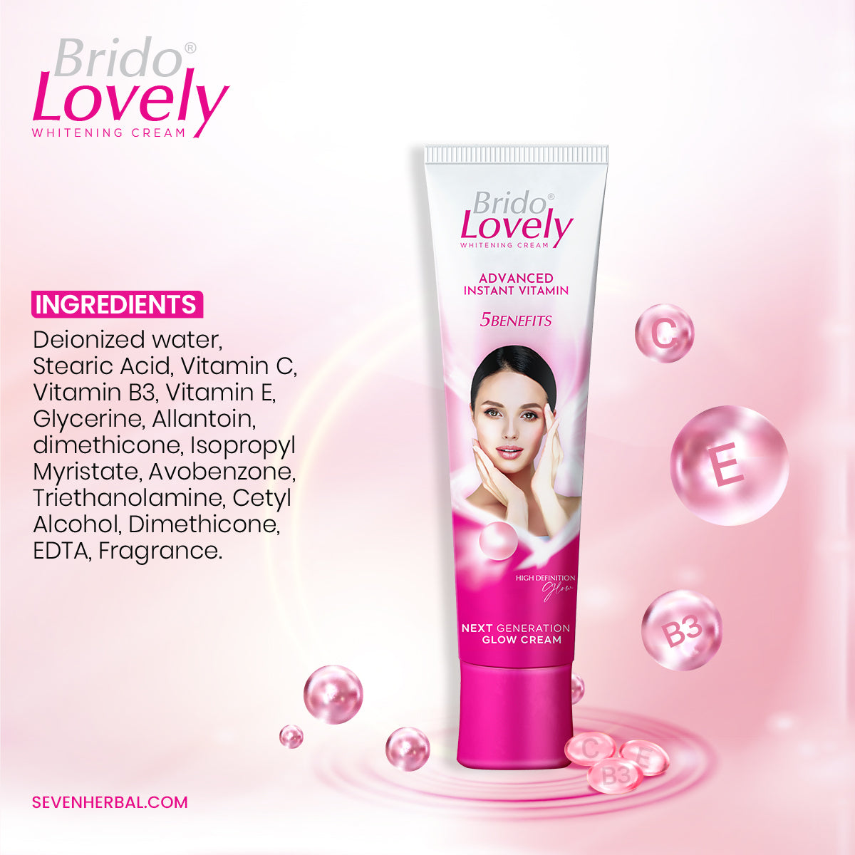 Brido Lovely Whitening Cream (25ml) - Seven Herbal