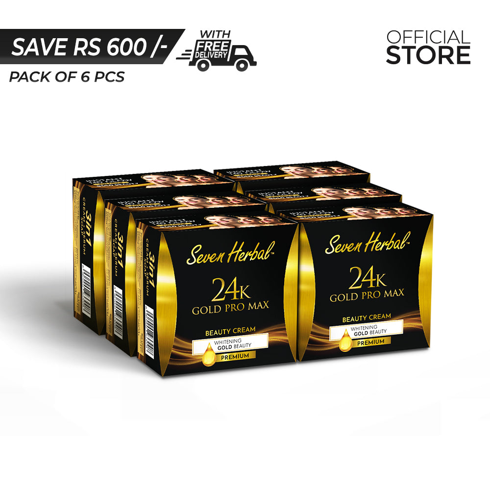 Seven Herbal 24k Gold Promax Beauty Cream (Serum + Soap) | Pack of 6 Pieces | Save Rs.600/- | Free Delivery