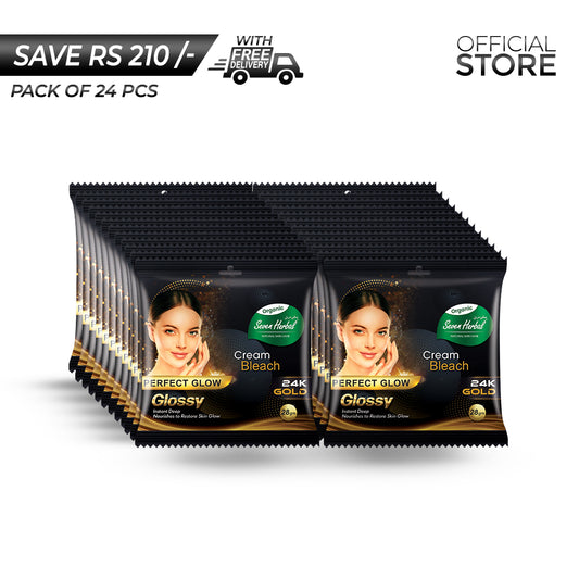 Seven Herbal Bleach Cream 28g  Pack of 24 Pieces | Save Rs.210/- | Free Delivery