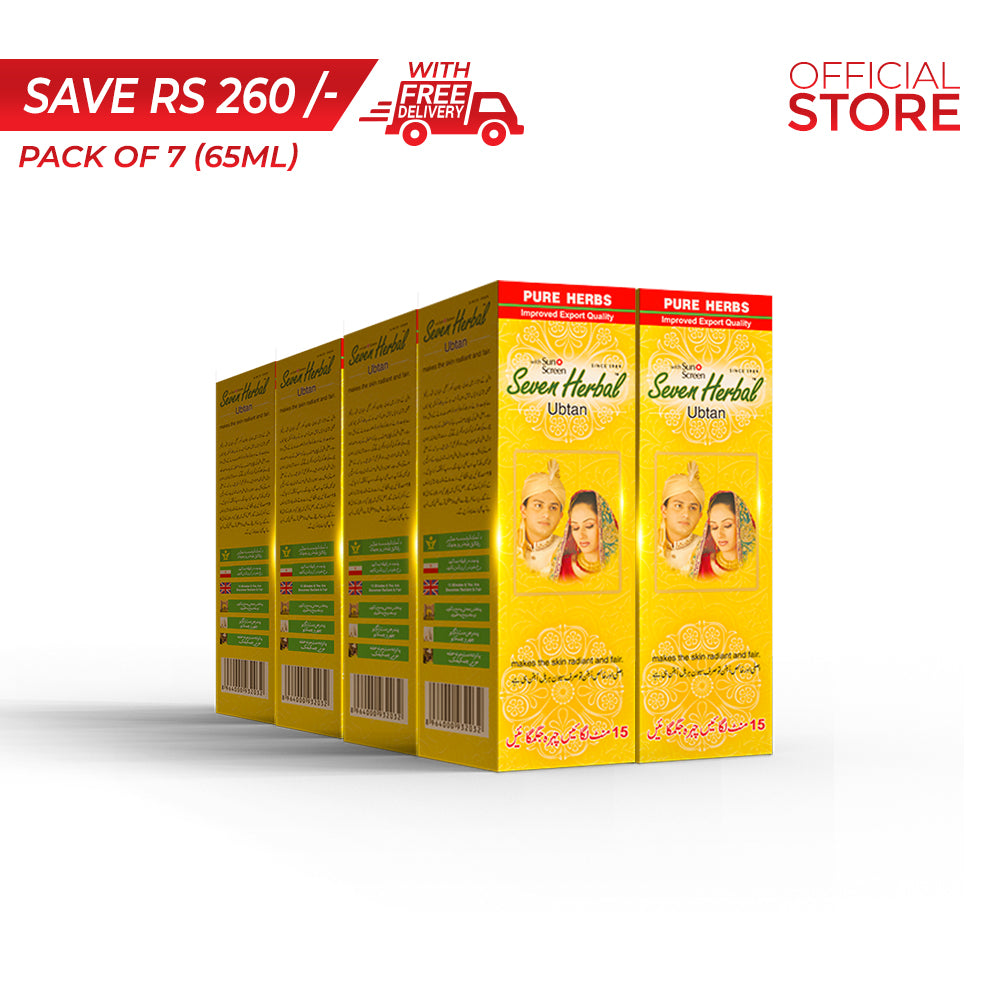 Seven Herbal Ubtan Cream 65ml Pack of 7 Pieces | Save Rs.260/- | Free Delivery