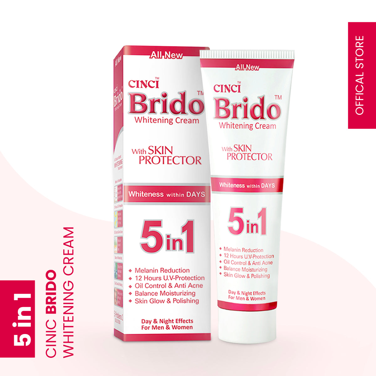 Brido 5 in 1 Skin Whitening Cream