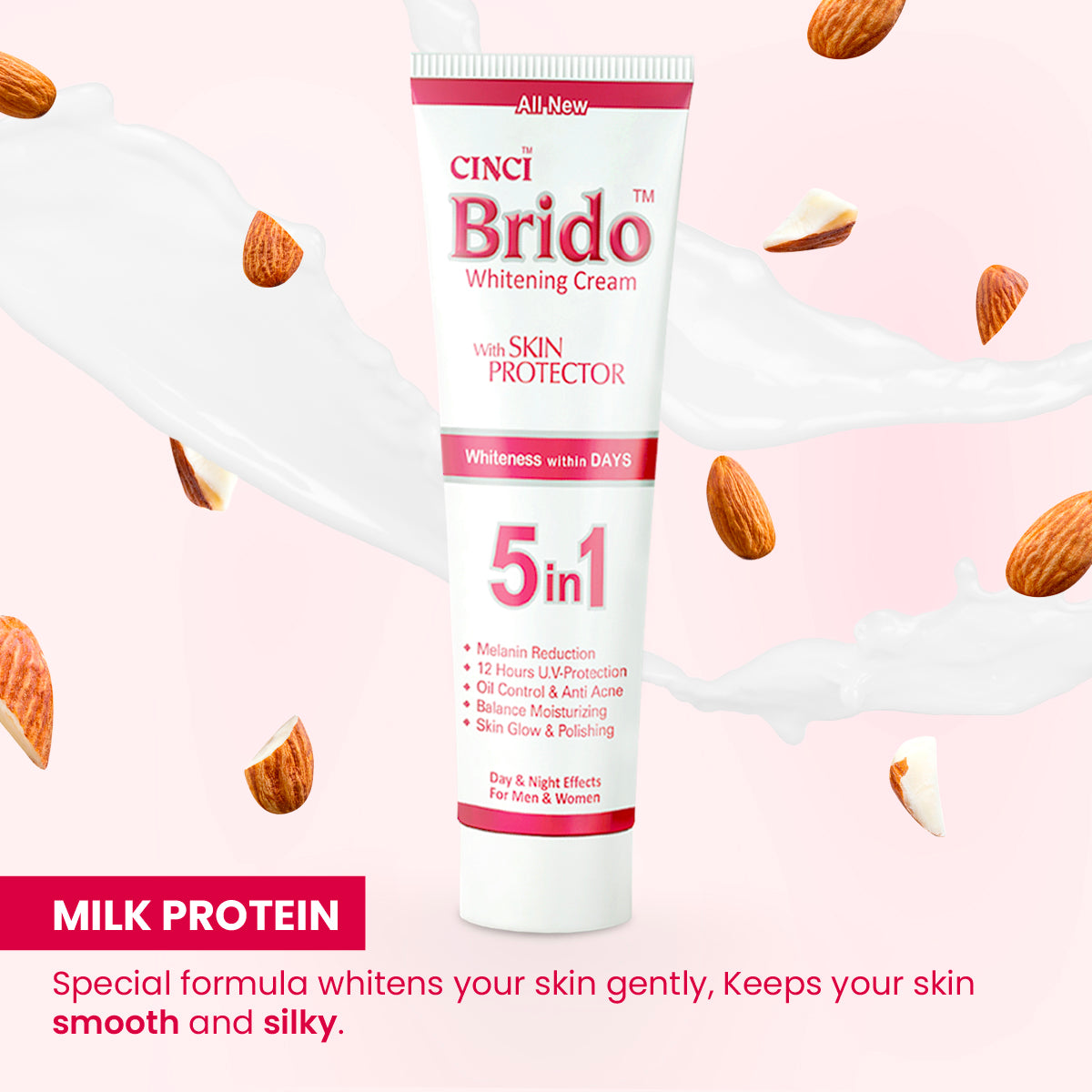 Brido 5 in 1 Skin Whitening Cream Seven Herbal