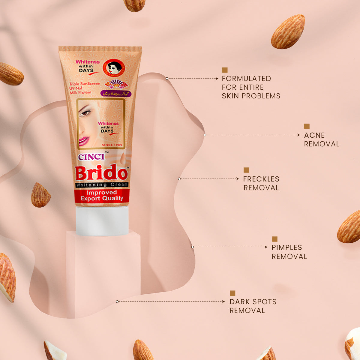 Brido Cinci Whitening Cream formula with Milk Protein