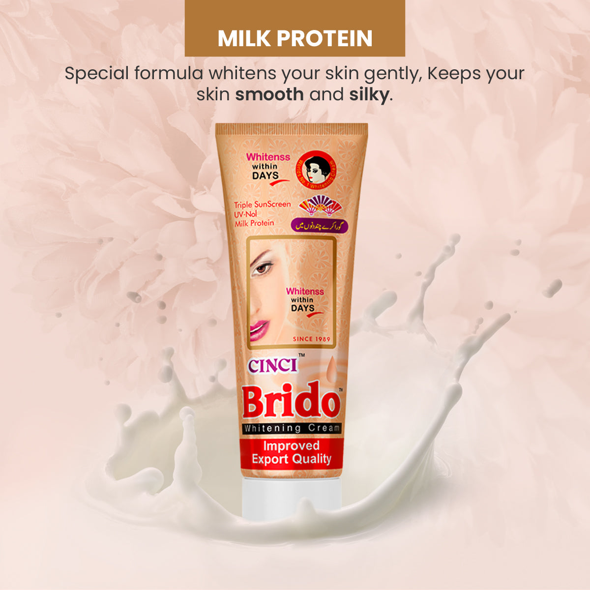 Brido Cinci Whitening Cream formula with Milk Protein