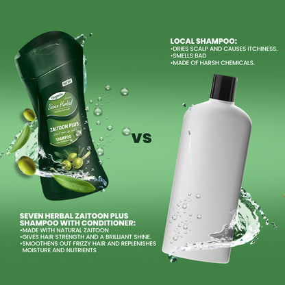 Zaitoon Plus Shampoo with Conditioner (210ml) - Seven Herbal