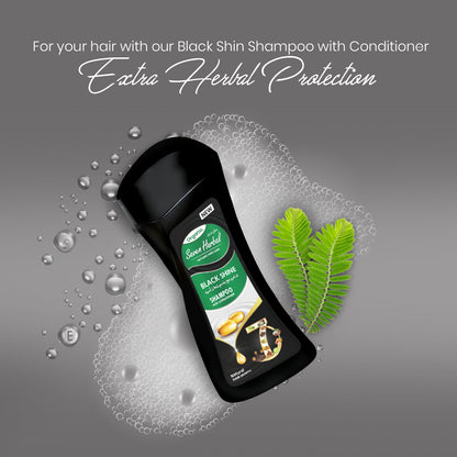 Black Shine Shampoo with Conditioner (210ml) - Seven Herbal